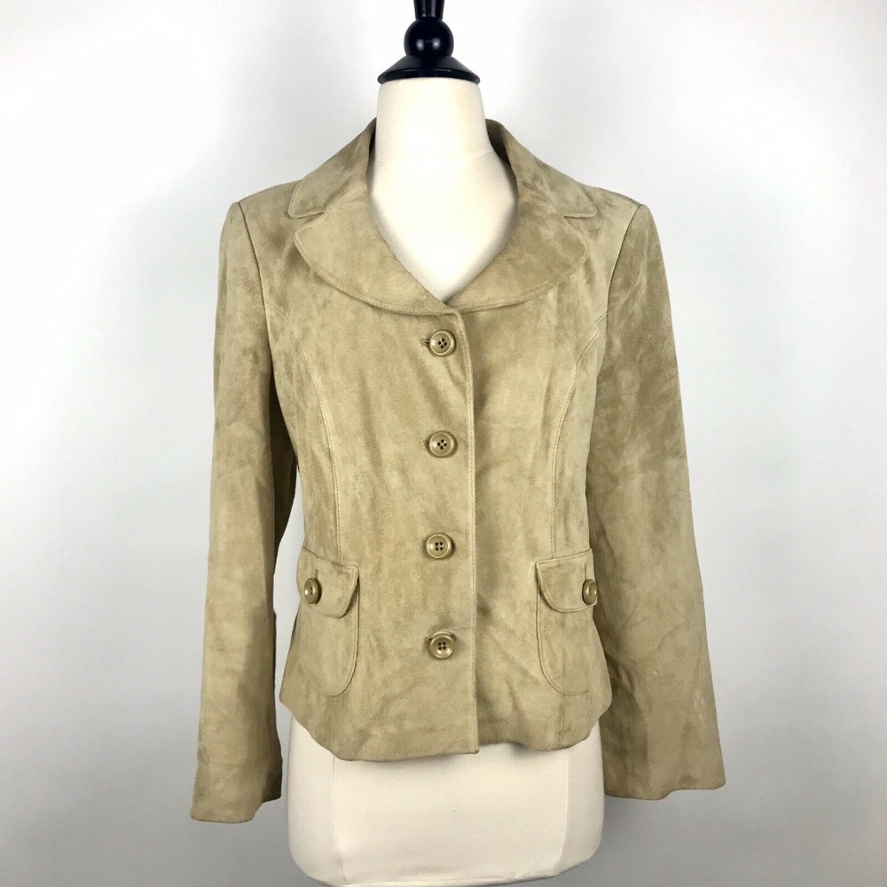 Ann Taylor Loft Camel Color Suede Jacket Size 12 P